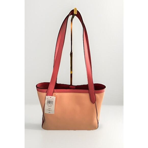 New Coach Leather Tote 27 Bag Pink Peach Blush C5775 Horse Carriage Colorblock - Picture 10 of 16